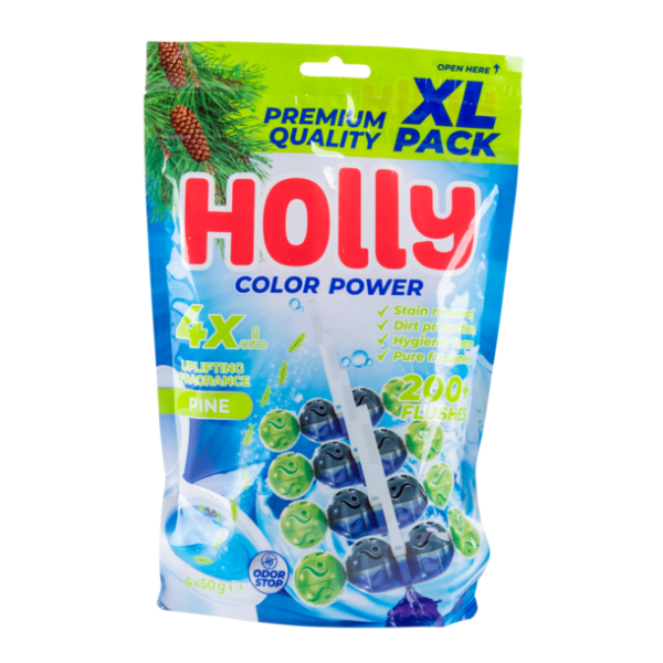 Holly Color Power WC osvežilec – Pine (XL-pakiranje, 4×50 g)